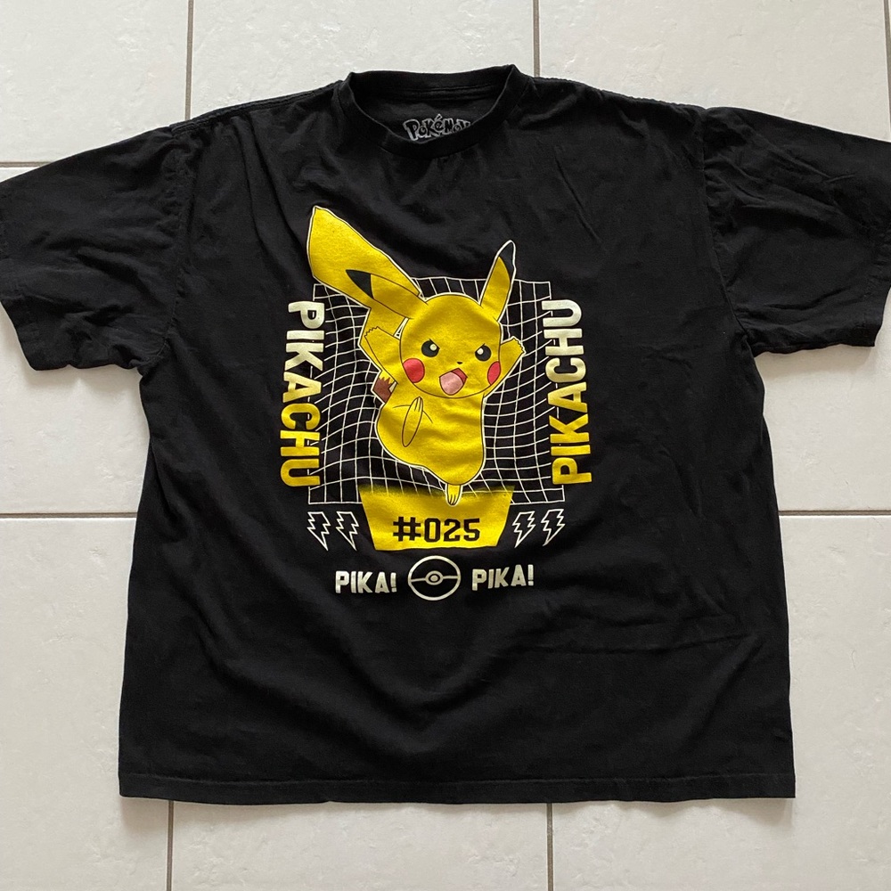 Pokemon Black Tee with Yellow Pikachu Design